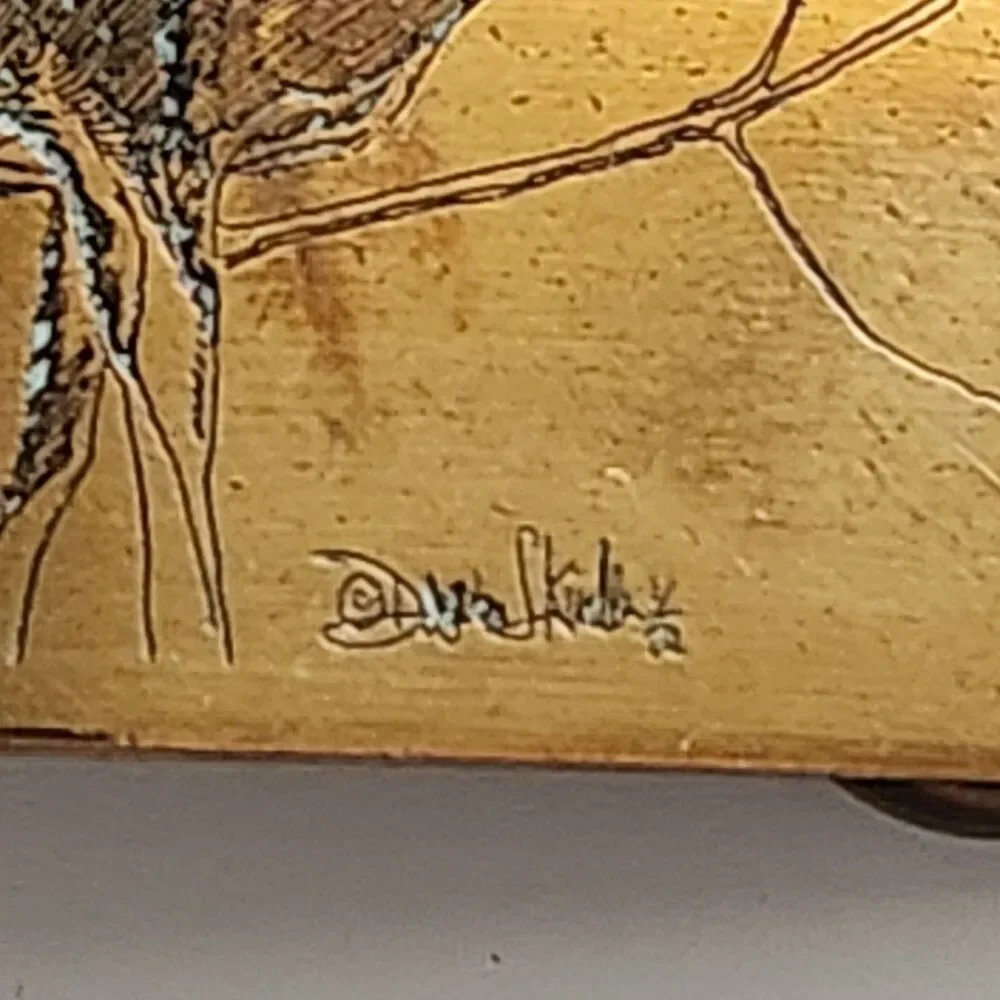 Vtg Deer in Wood Scene Solid Brass Belt Buckle Signed By Artist Donovan J Kindle